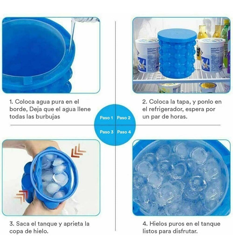 Mini Hielera De Silicona Para Cubos De Hielo Enfriador Color Azul