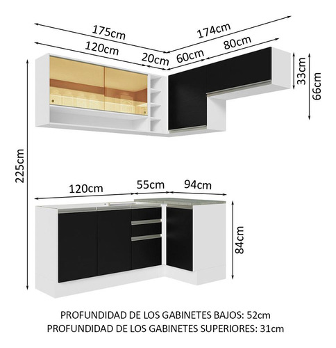 Cocina Integral Completa Modular Madesa Glamy 349cm Bn 06