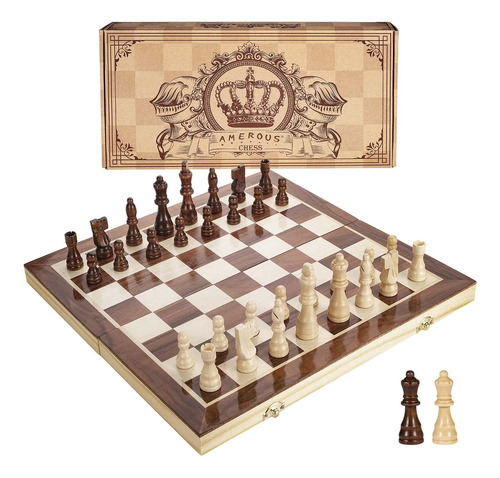 Amerous Juego De Ajedrez Magnético De Madera De 15...