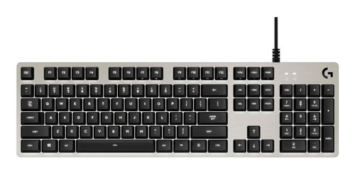 Teclado gamer Logitech Serie G G413 QWERTY inglés US color plateado con luz blanca