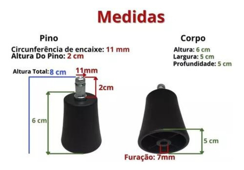 Sapata Alta Nylon Cadeira Fixa Escritório Giratória C/ 5 Un Cor Preto