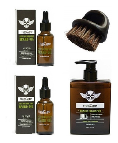 Kit Shampoo Barba, 2 Aceites Barba Y Cepillo Barberia