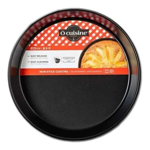 Molde Tartera Antiadherente 25cm Ocuisine Color Negro