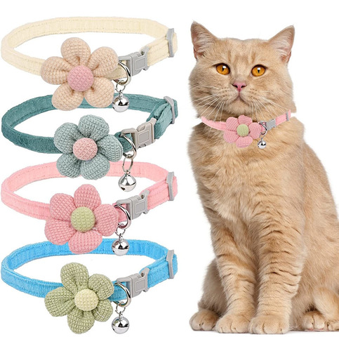 Paquete De 4 Collares De Perro Y Gato Básicos De Flores