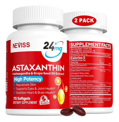 Suplementos De Astaxantina De 24 Mg De Potente Antioxidante 
