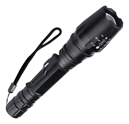 Linterna Táctica Gnérica Bl-8668 Led Militar Potente Recarga Blanco Negro