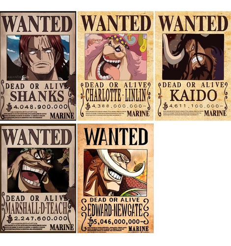 One Piece Wanted Shichibukai Yonko Mugiwara 25 Posters Carta