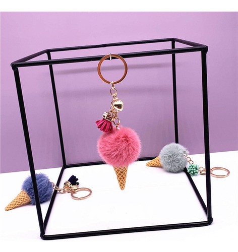 Llavero Pom Pom Llavero De Helado Llavero De Muñeca Con Pomp