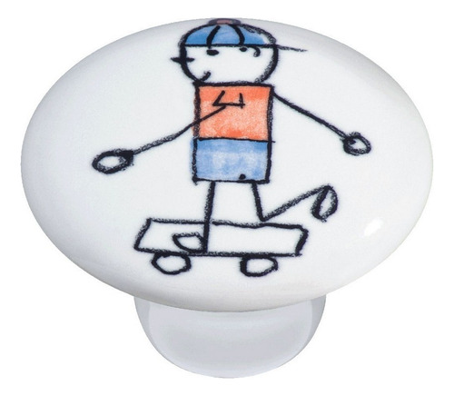 Puxador Cerâmica Il7046 Menino Skate Italy Line