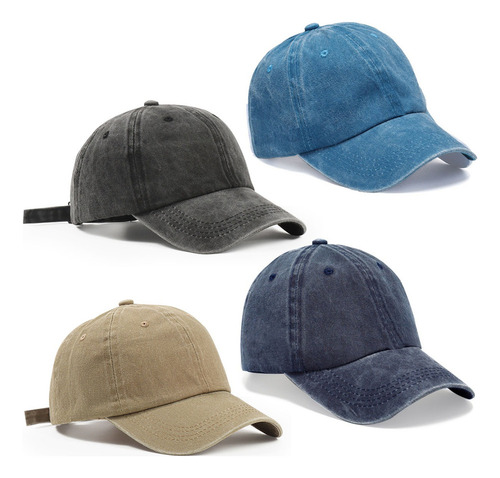 A, 4pz Gorra Béisbol Vintage Algodón Con Sólido Color