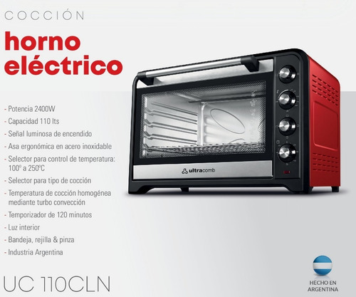 Horno Electrico 110 Lts Ultracomb Uc-110cln Grill Conveccion