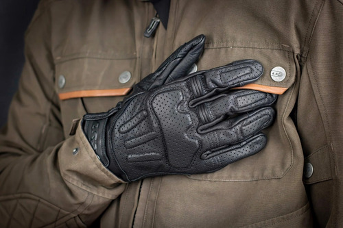 Guantes Moto Ls2 Rust Cuero Retro Cortos Con Protecciones