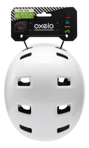 Casco de skate, patín, scooter y bicicleta MF500, color blanco, talla M/55-59 cm