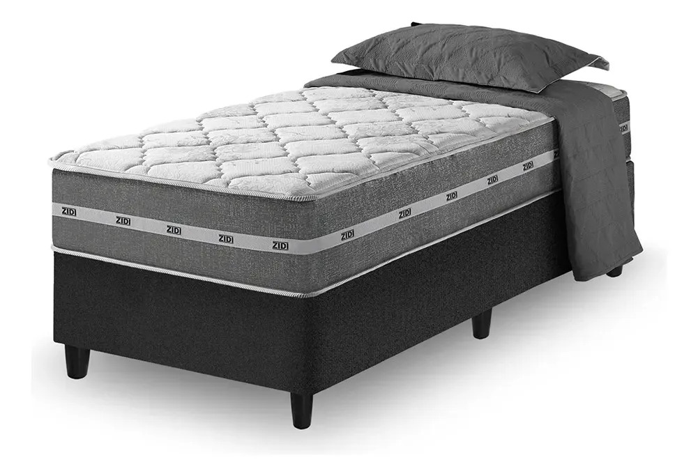 Cama Box Solteiro King + Colchão Molas Ensacadas Miami 96cm