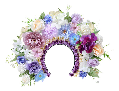 Kit De Diadema De Diadema De Flores Artificial De Púrpura