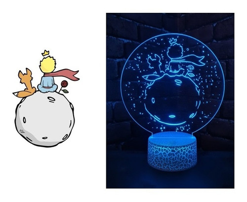 El Principito Lampara Led 3d Cuento Personalizada 7 Colores!