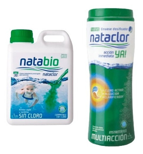 Kit Pileta Natabio 1 Lt + Cloro Instantaneo Multiaccion 1 Kg