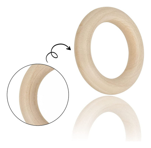 100 Unidades De Anillos De Madera Natural Para Manualidades,