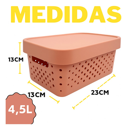 Kit Com 3 Caixas Organizadora Rosa 4,5l Para Guardar Objetos