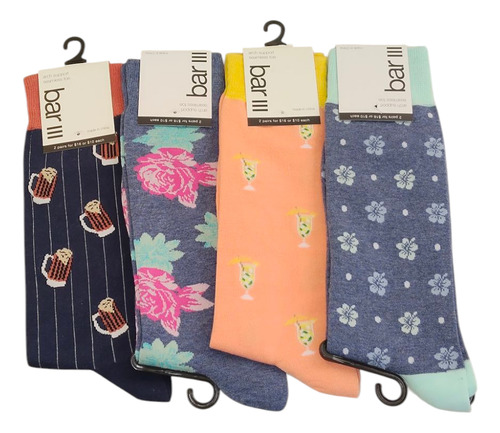 Calcetines De Caballero Paquete De 4 Pares Bar Iii Multicolor Estampado 7-12