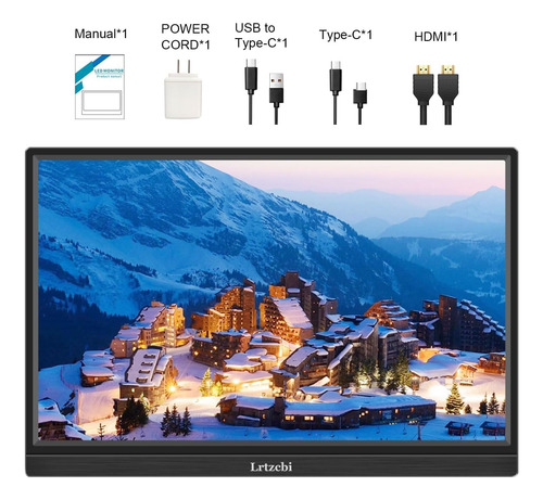 Monitor Portátil Lrtzcbi De 16 Pulgadas, Hdr 1920x1200p Ips