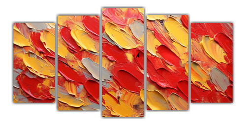 200x100cm Cuadros Abstractos Rojos Y Dorados Con Textura Pes