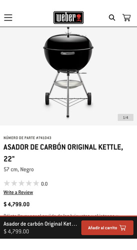 Asador Weber De Carbón Original Kettle 22 Negro (Usado)