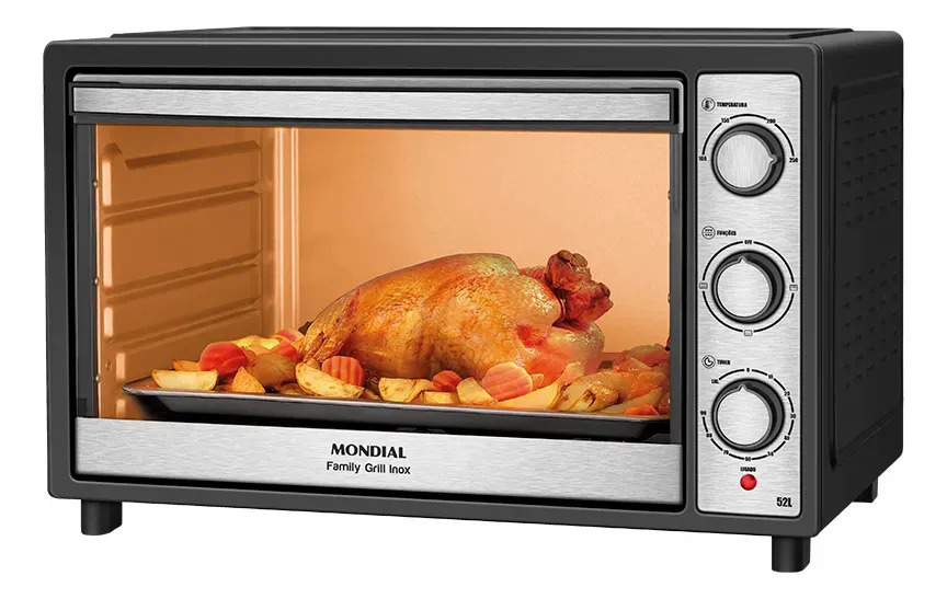 Forno Elétrico 52l Family Grill Inox Mondial 1800w Frn-52-bi