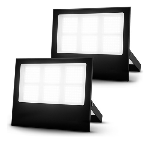 Kit 2 Refletor Led 300w 6500k Branco Frio Ip65 A Prova D'água Preto Cod: Alut010041-2 Alut By Avant