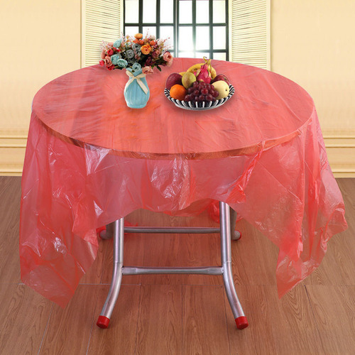 Película Plástica Desechable Para Mantel Blanco Y Rojo