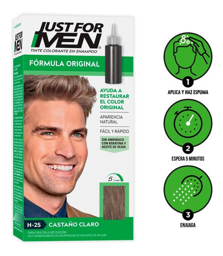 Tinte Just For Men Fórmula Original Castaño Claro 3-pack