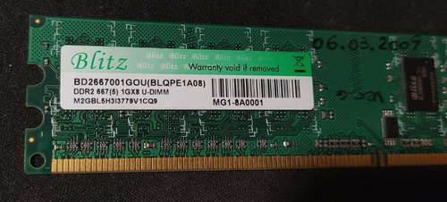 Memoria Ram Ddr2 Blitz 1gb 667mhz