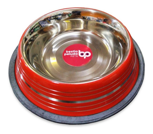 Comedero De Acero Inoxidable Con Diseño Bp Pets - 1.6l Color Rojo