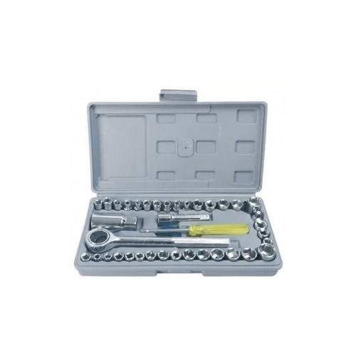 Caja De Herramientas Juego Llave Tubo Kit 40 Piezas Estuche.