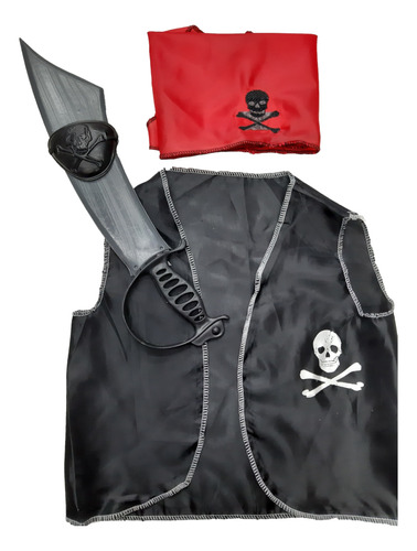 Set Disfraz Pirata Infantil Chaleco Espada Pañuelo Parche