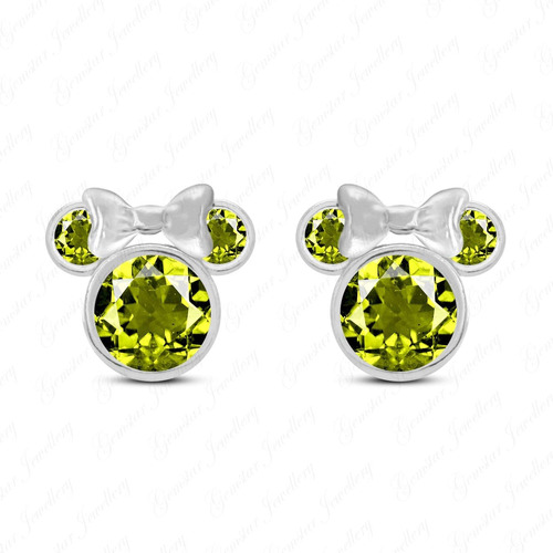 Pendientes De Botón Con Peridoto Verde De Gemstar Jewellery 