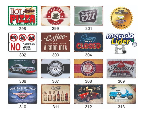 Imagen 9 de 10 de 10 Placas Poster Decorativos Metálica Cuadro Vintage Retro