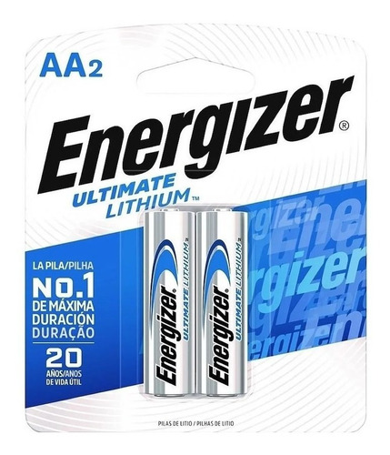 Imagen 1 de 6 de Pila Litio Aa Energizer Ultimate Blister X 2 Bateria