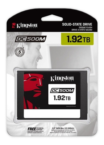 Disco Kingston Sata 3 de 1,92 TB SSD DC500m/1920g, color negro
