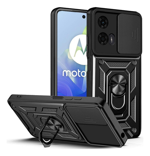 For Motorola Moto G24 Sliding Lens Cover Stand Hard Case