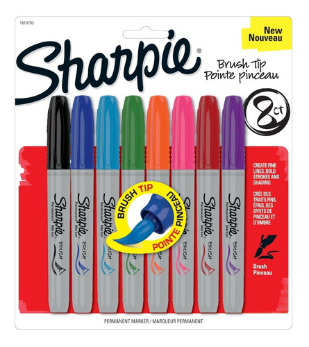 Sharpie X 8 Piezas Brush Tip Colores Surtidos