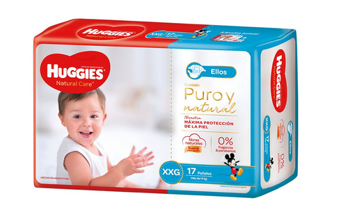 Pañales Huggies Natural Care para ellos XXG