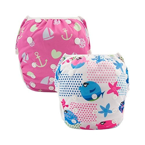 Alvababy Swim Pañales 2pcs Un Tamaño Reutilizable Y Ajusta