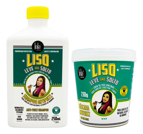 Lola Liso Leve E Solto Shampoo Máscara Antifrizz Alisado 3c