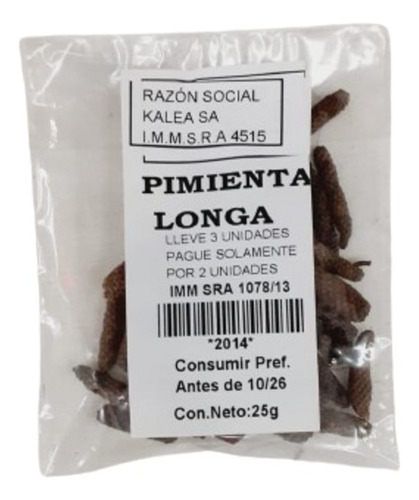 Pimienta Longa 25 G Lleve 3 Unidades Pague Solo 2 Unidades