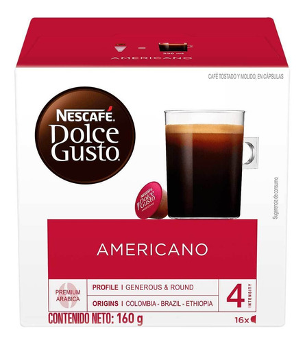 Café americano en cápsula Nescafé Dolce Gusto sin TACC