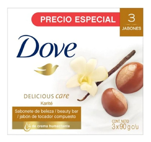Jabón En Barra Dove Karité Y Vainilla 3 Un De 90 G