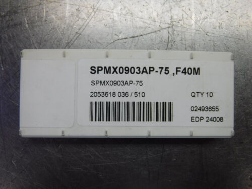 Seco Carbide Insert Qty10 Spmx0903ap-75 F40m (loc3631) Yyz