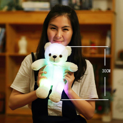 Colorido Oso De Peluche Brillante Juguetes De Blanco-30cm