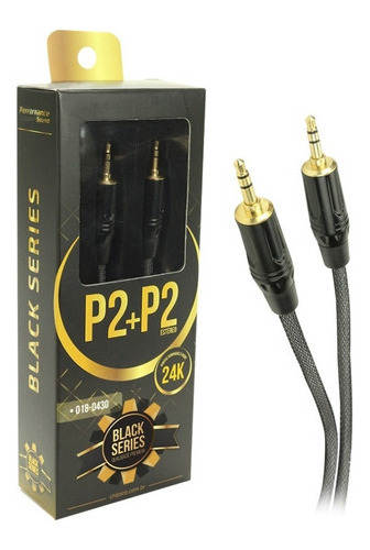 Cabo De Audio Stereo P2 X P2 Premium Black Series - Gold 24k